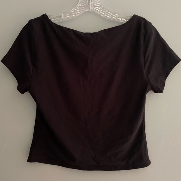 Olive & Oak Women’s Black Short Sleeve Corset Tee Large Square Neck Stretch Soft - Picture 8 of 14